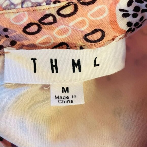 THML Ruffled Flutter Sleeve Tiered Tropical Floral Pink Mini Dress S/M - Picture 8 of 10